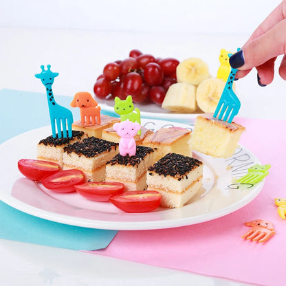 1set Animal Fruit Fork Food Grade Plastic Mini Cartoon Kids Cake Fruit Toothpick Bento Lunch Bento Accessories Party Decoration