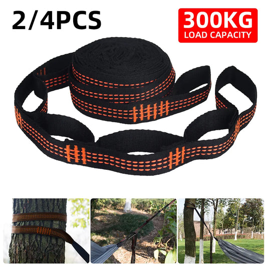 2/4Pcs Hammock Straps Special Reinforced Polyester Straps 5 Ring High Load-Bearing Barbed Black Outdoor Camping Hammock Straps