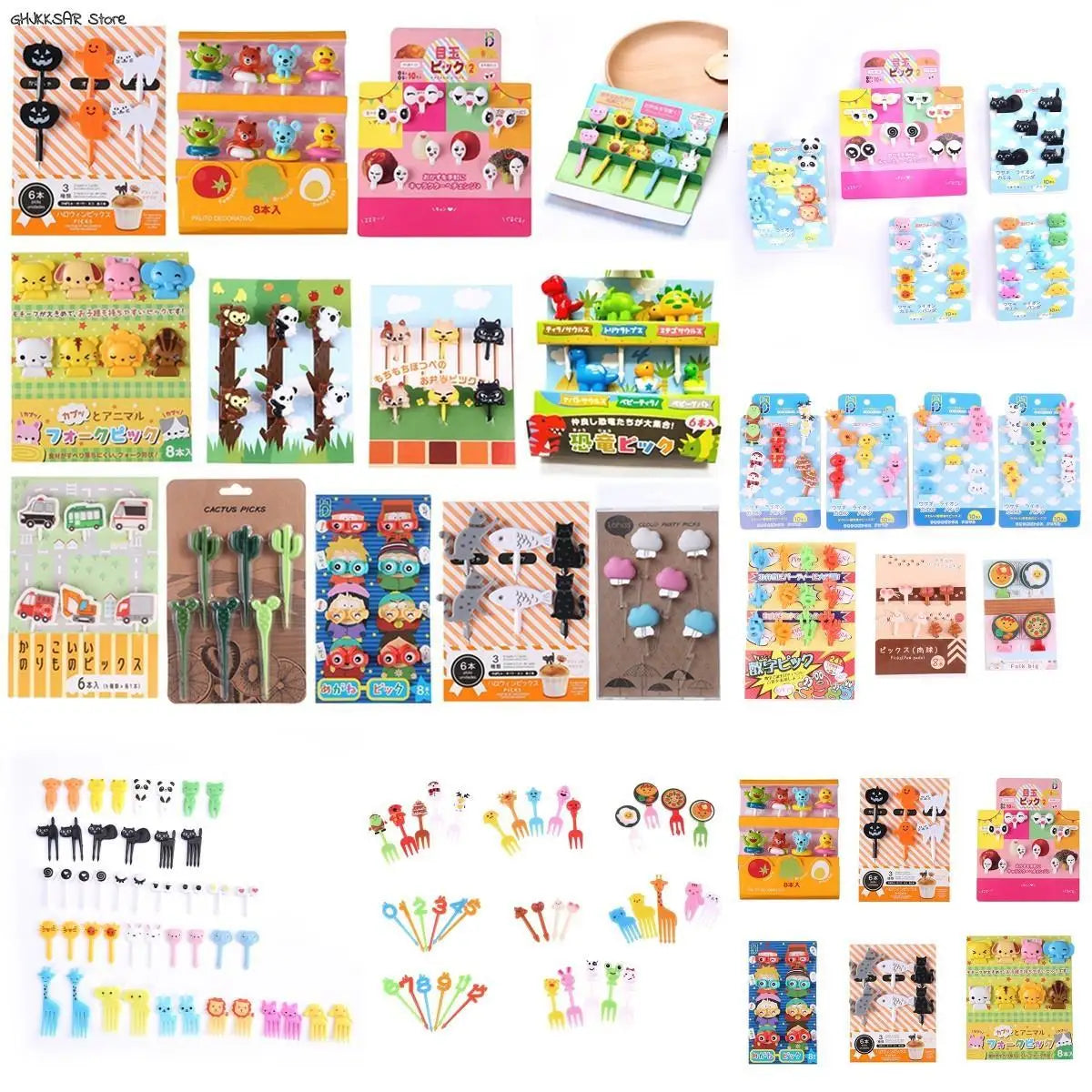 Animal Fruit Fork Food Grade Plastic Cartoon Kids Cake Fruit Toothpick Bento Lunch Mini Bento Accessories Party Decoration