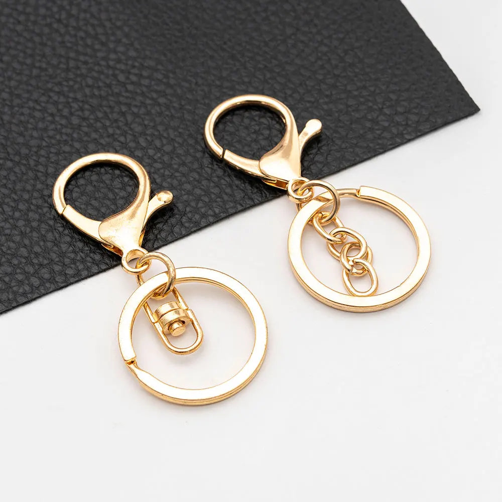 5/10pcs/lot lobster clasp With key ring Zinc alloy key hook chain key ring pendant bag metal jewelry accessories