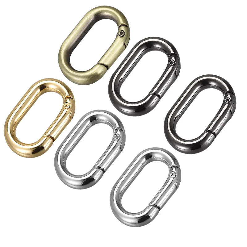 2Pcs Oval Spring O Ring Spring Keyring Buckle for Bags Handbag Connect Keychains Dog Chain Snap Clasp Clip Carabiner