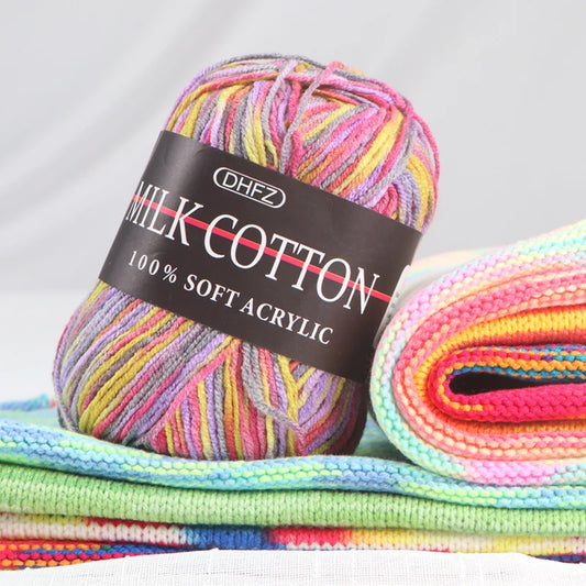 50g Milk Cotton Yarn Soft Warm Multi Color High Quality Baby Cotton Wool for Hand Knitted Sweater Hat Scarf Coat DIY Crafts