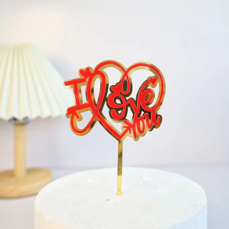 Big Red Love Wedding & Engagement Party Cake Toppers Acrylic Love Valentine's Day Cake Topper for Wedding Party Cake Decorations