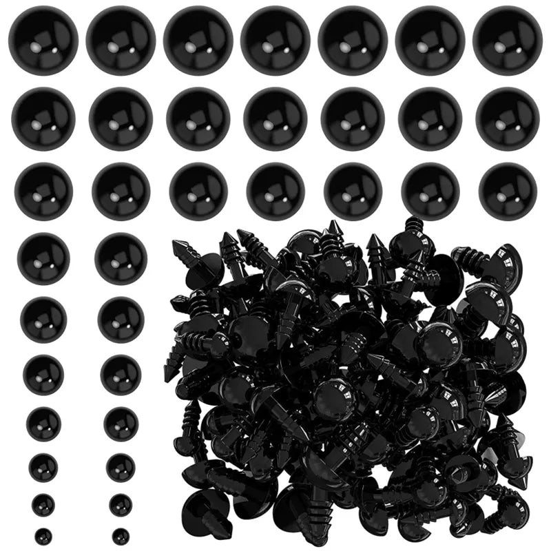 100/50PCS 5-20mm Black Plastic Safety Eyes For Toys Amigurumi Diy Kit Crafts TeddyBear Toy Eye For Doll Decoration Accessories