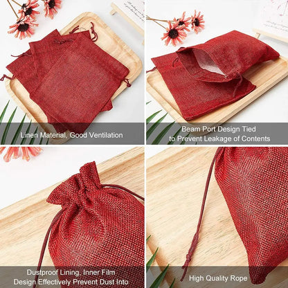 10/5Pcs Natural Linen Burlap Bag Jute Gift Bag Drawstring Gift Bags Multi Size Gift Packaging Wedding Party Favor Candy Bags