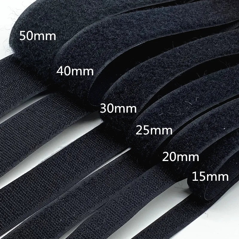 1 Pair 15mm-50mm Black White Sewing Fastener Tape Hook and Loop Tape Cable Ties Sewing Accessories, 1 Yard/lot