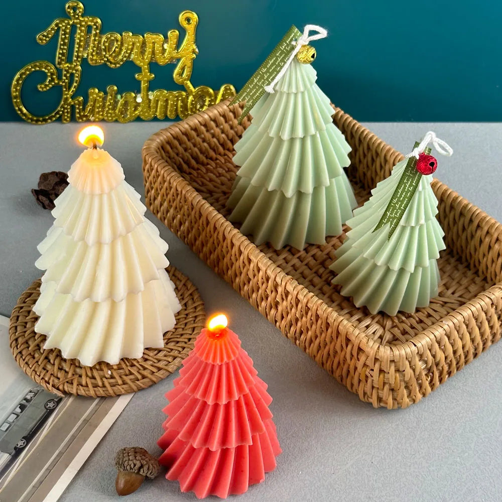 3D Geometric Pine Silicone Candle Mold DIY Christmas tree Craft Gifts Making Aromath Soap Resin Molds Home Decor Supplies