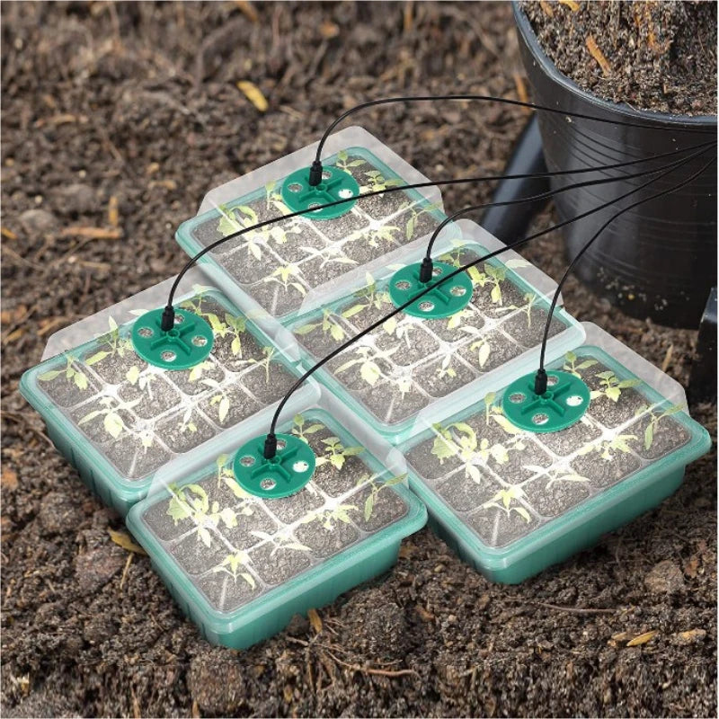 Seed Starter Trays with Grow Light 5 Packs Seeding Starter Kits Humidity Domes Cover Indoor Gardening Plant Germination Trays