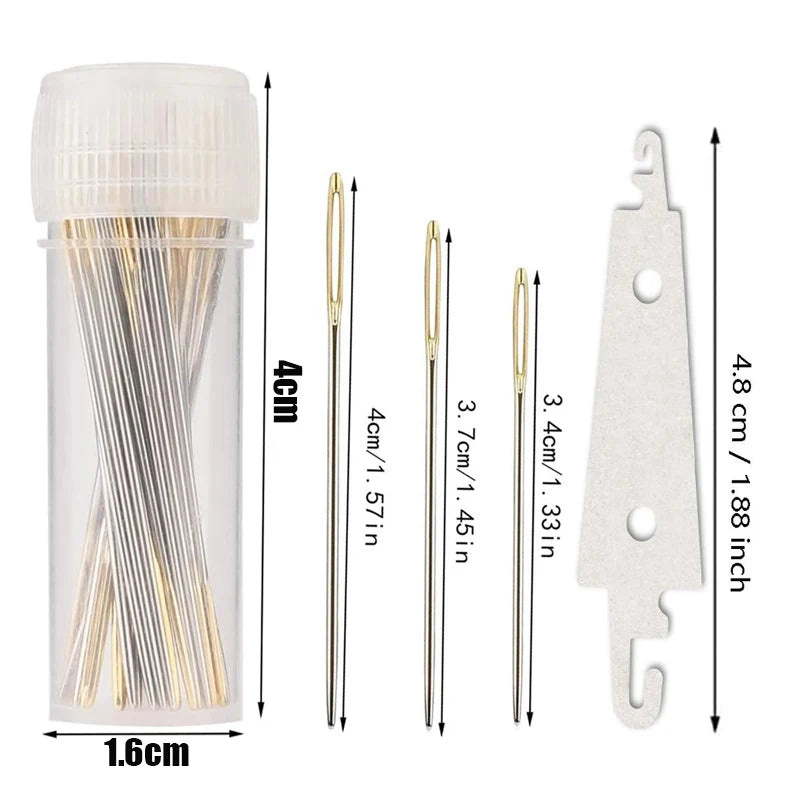 30Pcs/set Cross Stitch Needles Stainless Steel Large Eyes Embroidery Blunt Needle with Threader DIY Home Sewing Apparel Tools