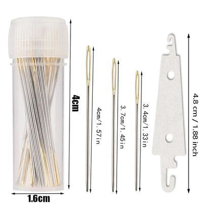 30Pcs/set Cross Stitch Needles Stainless Steel Large Eyes Embroidery Blunt Needle with Threader DIY Home Sewing Apparel Tools