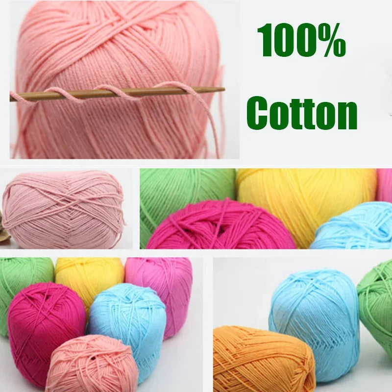 2pcs 100% Cotton Yarn Organic Combed Yarn for Knitting Wearable Washable Suggest Needle Crochet Yarn