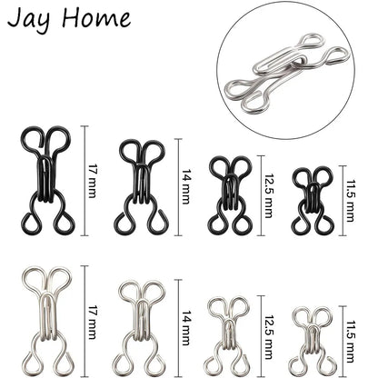 100 Sets Sewing Hook and Eye Latch 11.5-17mm Large Hooks and Eyes Closure for Bra Clothing Trousers Skirt Sewing DIY Craft