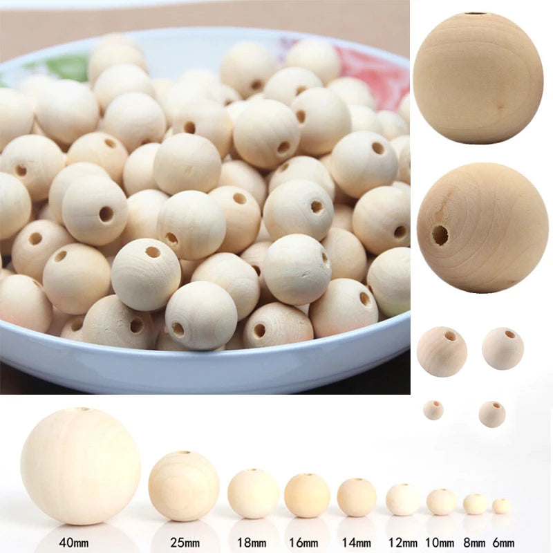 2-300pcs Natural Wooden Spacer Beads Round Eco-Friendly Loose Wood Bead DIY Crafts supplies Jewelry Making Bracelet Accessories