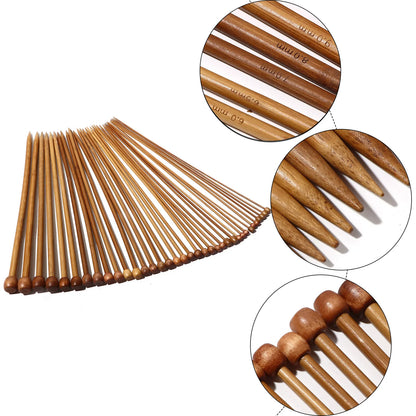 5PCs 2-10mm Bamboo Single Pointed Knitting Needles Brown for Sweater Socks Weave Knitting DIY Knit Sewing Tools 25-35cm long