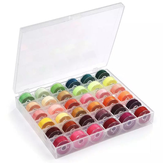 Multicolor Thread Spools Sewing Machine Bobbins Box Plastic Bobbins With Thread Plastic Storage Box For Sewing Accessories Tools