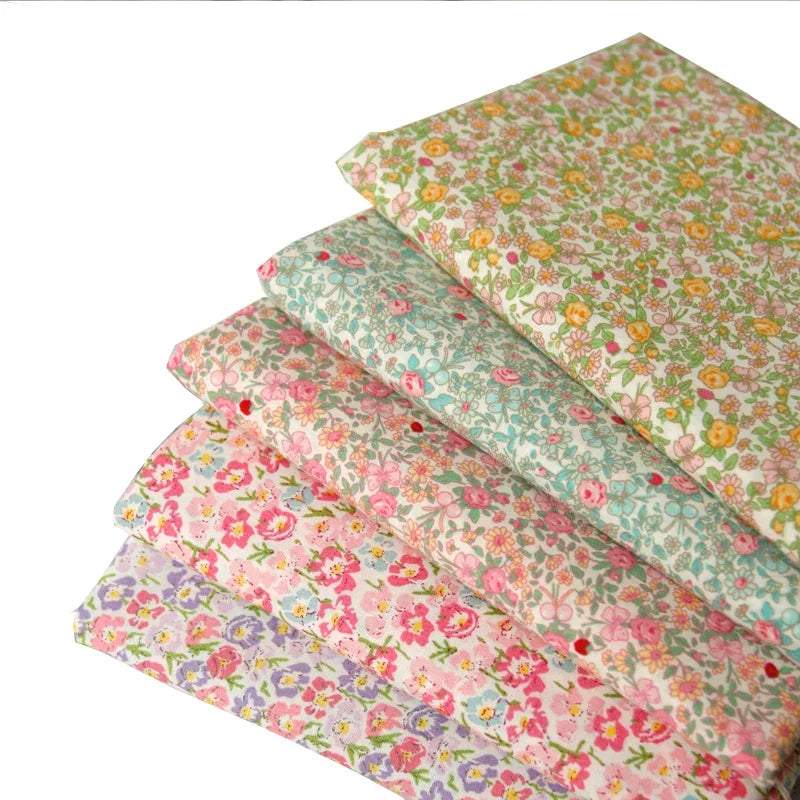 145x50cm Floral Summer Poplin Cotton Sewing Fabric DIY Children's Wear Cloth Make Baby Dress Decoration Home 160g/m