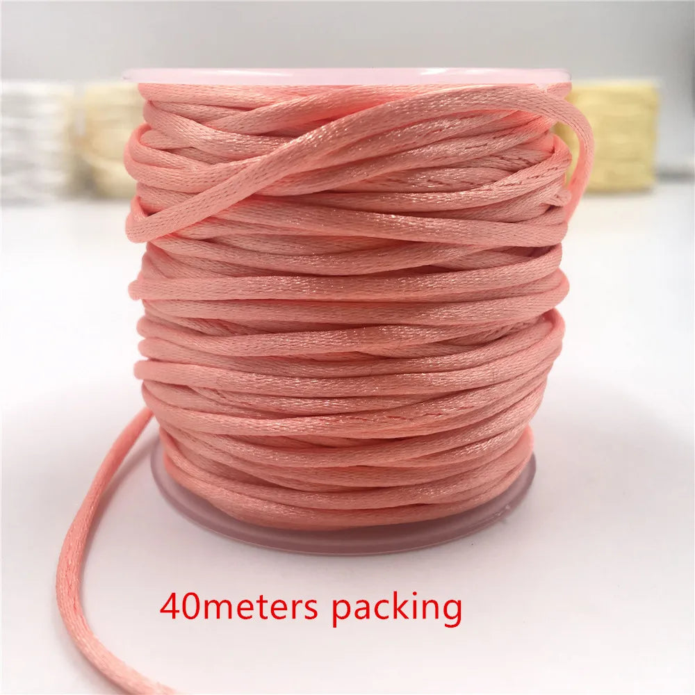 2MM Braided Macrame Silk Macrame Cord Rope Thread Wire DIY Chinese Knot Satin Bracelets Making Findings Beading 10-225Meters