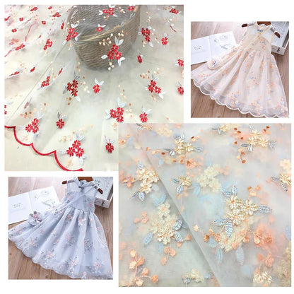 Small floral butterfly embroidery lace dress fabric