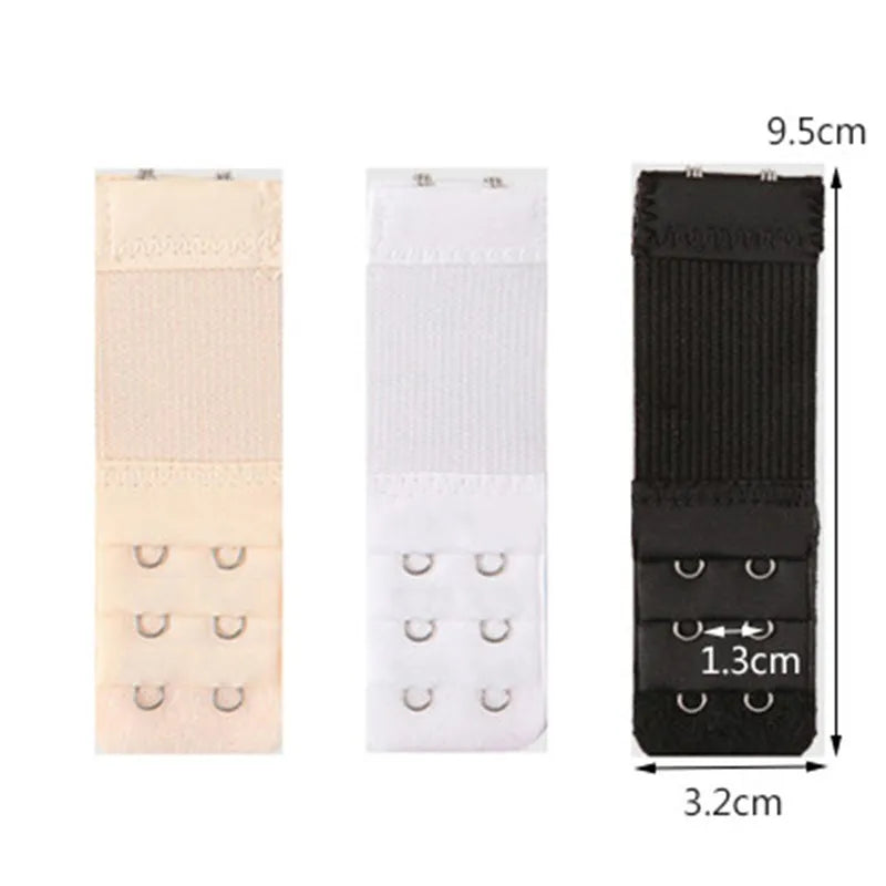 3pcs Bra Extension Strap Extenders for Women Adjustable Belt Buckle Nylon Elastic Bra Extension Strap Hook Clip Extenders