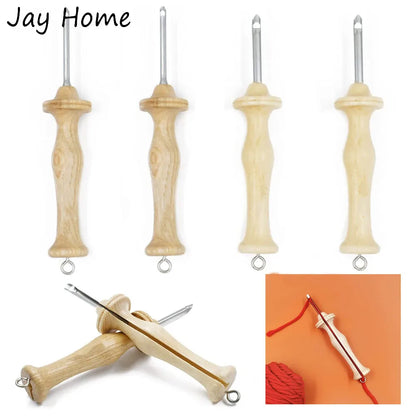 Embroidery Punch Needle Pen 8# 10# Wooden Handle Rug Punch Needles Stitching Tool for  Craft Thread and Yarn DIY Knitting Crafts