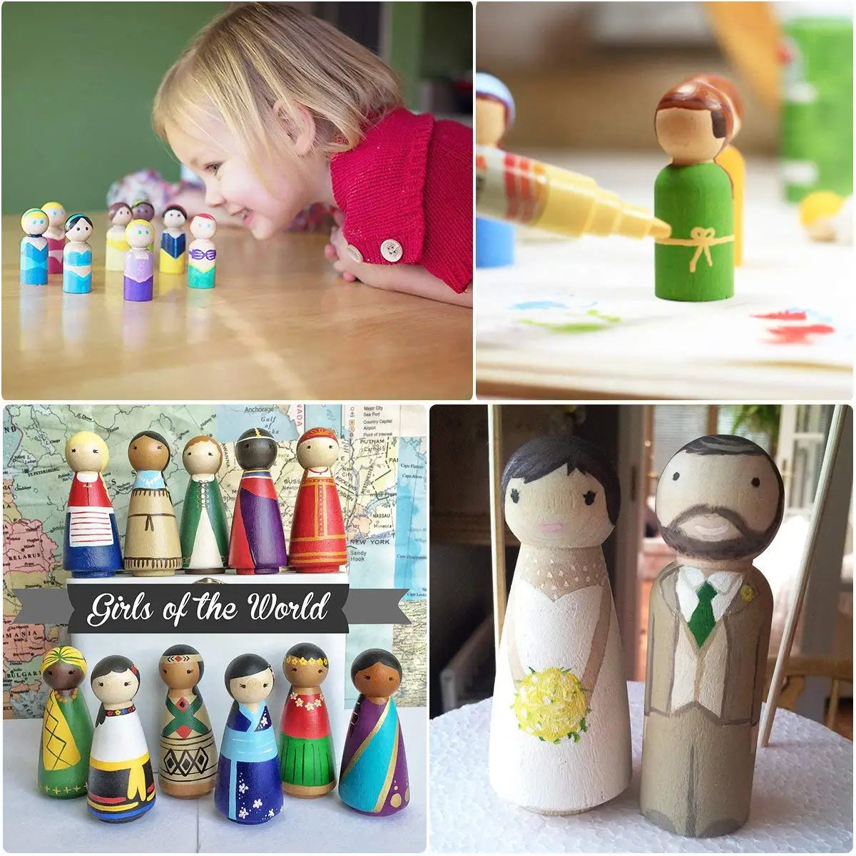 10/5/3/2Pcs Unfinished Wood Peg Dolls Bodies Men Woman Wood Family Dolls DIY Art Craft Home Nursery Painting Decor 35/43/55/65MM