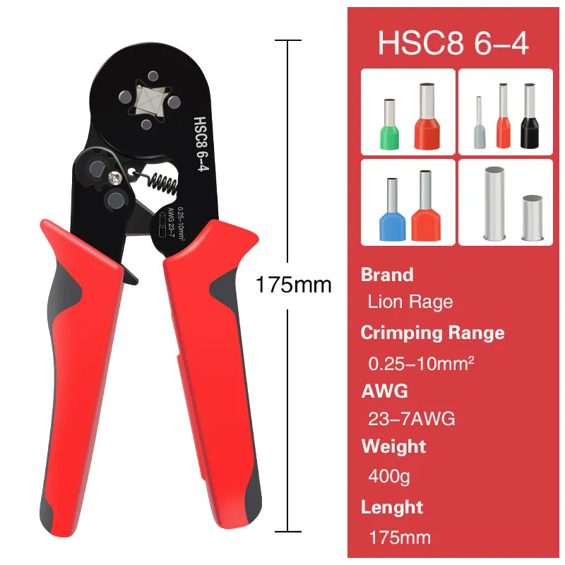 Tubular Terminal Crimping Pliers HSC8 6-4A Crimper Wire Mini Ferrule Crimper Tools Household Electrical Kit With Box