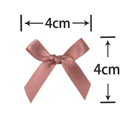 (50 Pcs) 4cm*4cm Fresh Pink Ribbon Bows Small Size Polyester Satin Ribbon Bow Flower Handwork DIY Craft Decoration