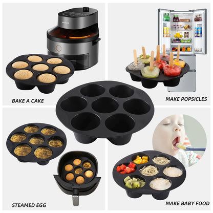 7 Cups Airfryer Silicone Muffin Pan Cupcake Mold for 3.5 to 5.8 L Air Fryer Accessories Non Stick Mini Cake Mould