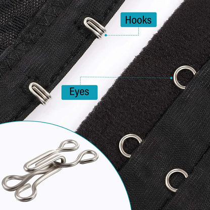 100 Sets Sewing Hook and Eye Latch 11.5-17mm Large Hooks and Eyes Closure for Bra Clothing Trousers Skirt Sewing DIY Craft