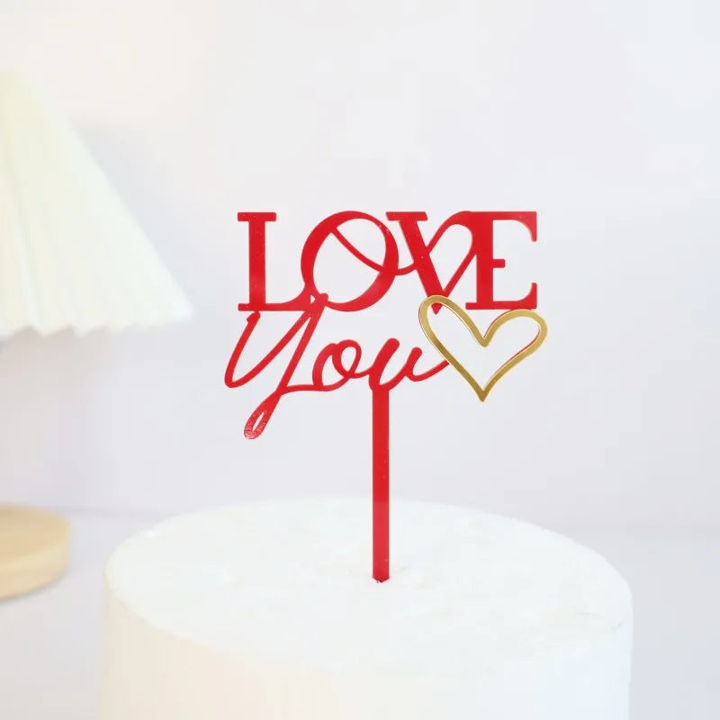 Big Red Love Wedding & Engagement Party Cake Toppers Acrylic Love Valentine's Day Cake Topper for Wedding Party Cake Decorations