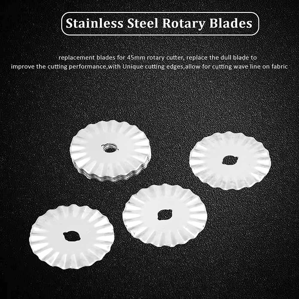 5PCS 45mm Rotary Blades Stainless Steel Wave Cutting Edges Replacement Cutting Blade for Cutting Fabric Paper Leather Craft