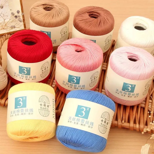 100% Mercerized Cotton Lace Yarn Threads Crochet Algodon Hand Knitting Lanas Embroidery Arts Crafts Sweater Scarf Freeshipping