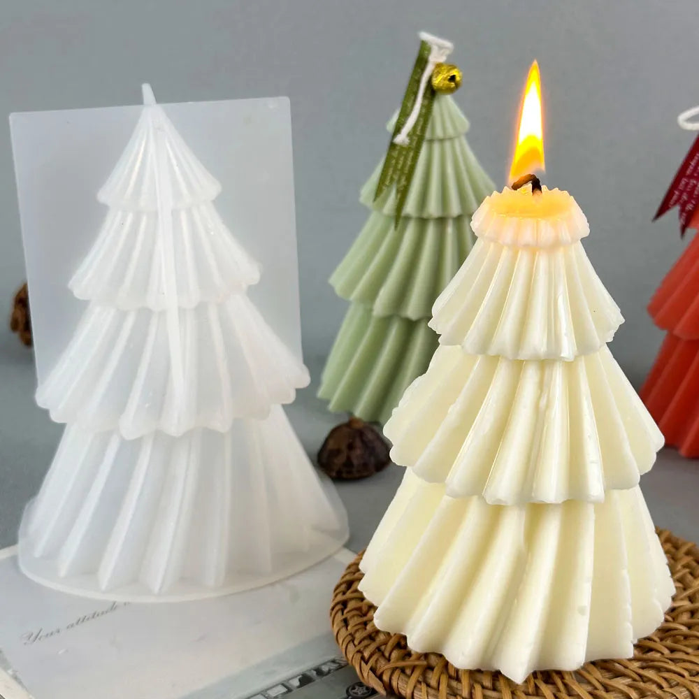 3D Geometric Pine Silicone Candle Mold DIY Christmas tree Craft Gifts Making Aromath Soap Resin Molds Home Decor Supplies