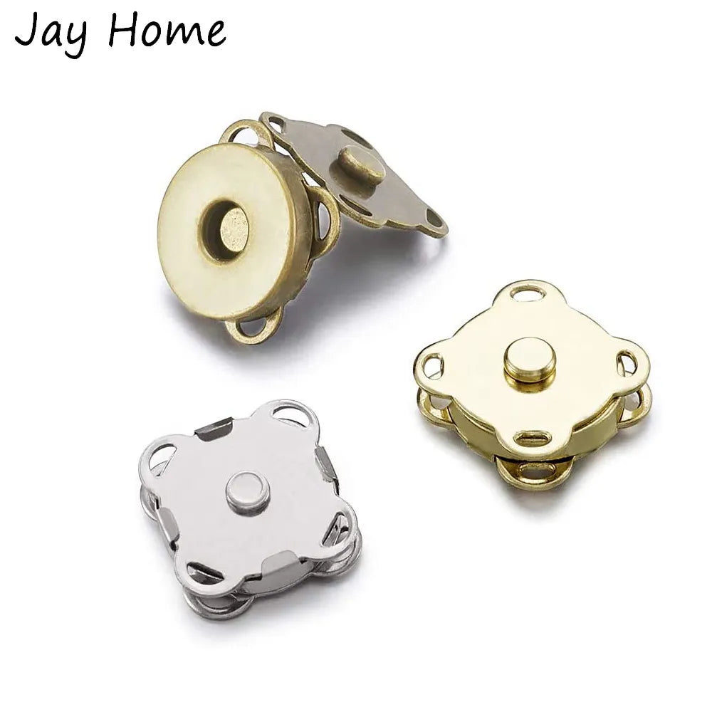 10/8 Sets Magnetic Snap Button Metal Plum Blossom Sew on Button Clasps Fasteners for Purses Handbag Clothes DIY Accessories