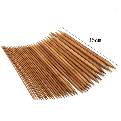 5PCs 2.0mm-10.0mm Brown Bamboo Double Pointed Knitting Needles Straight Stick for Sweater Scarves Knitting Tools 25-35cm long