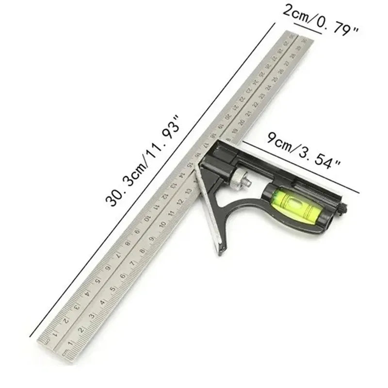 3 In 1 Square Angle Ruler Set Adjustable Combination Spirit Level