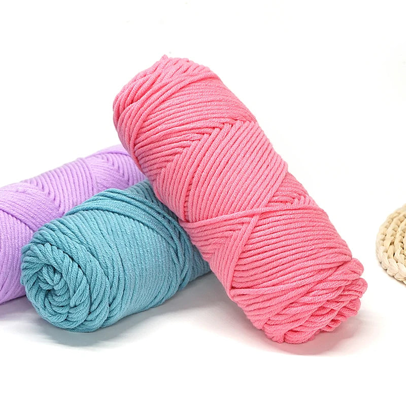 120 Yards 100g/Set 8ply Milk Cotton Knitting Wool Yarn Solid Color Needlework Dyed Lanas For Crochet Craft Sweater Hat Dolls