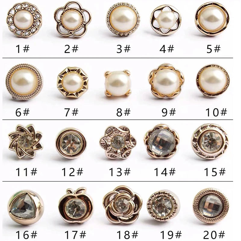 10Pcs/Lot Pearl Rhinestones Brooch Buttons Prevent Accidental Exposure Buttons Pins for DIY Clothing Decoration Accessories