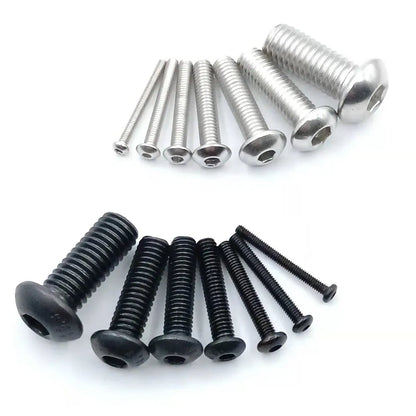 M4 5-50pcs ISO7380 304 A2 Round Stainless Steel or Black 10.9 grade Hex Socket Button Head  Allen Bolt Screw