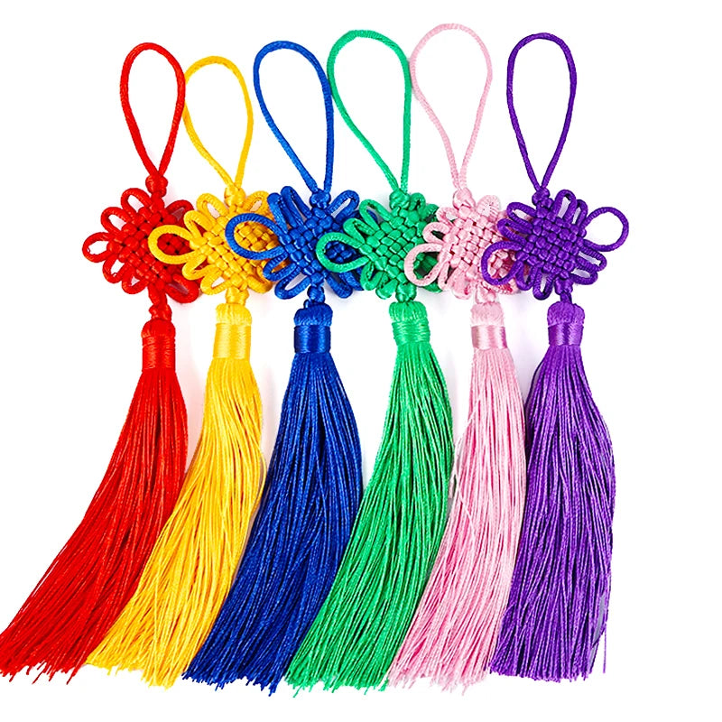 2/5Pcs Chinese Knot Tassels Silk Fringe Pendant Chinese knot Tassels For DIY Craft Curtains home Hanging Decoration 22cm