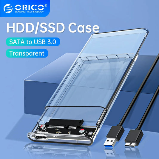 ORICO Transparent HDD Case SATA to USB 3.0 Hard Drive Case External 2.5'' HDD Enclosure for HDD SSD Disk Case Box Support UASP