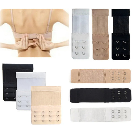 3pcs Bra Extension Strap Extenders for Women Adjustable Belt Buckle Nylon Elastic Bra Extension Strap Hook Clip Extenders