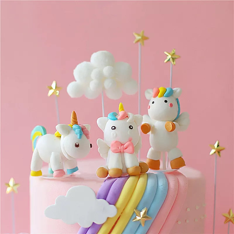 Rainbow Birthday Cake Decoration Cute Cartoon Rainbow Cake Toppers Kids Girls Happy Rainbow Cloud Unicorn Birthday Cupcake Decor