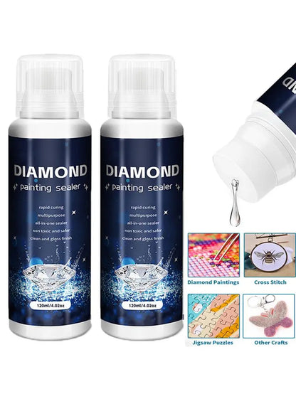 120/60ml Diamond Painting Glue Sealer 5D Diamond Art Permanent Hold & Shine Effect Sealer Diamond Painting Puzzles With Brush