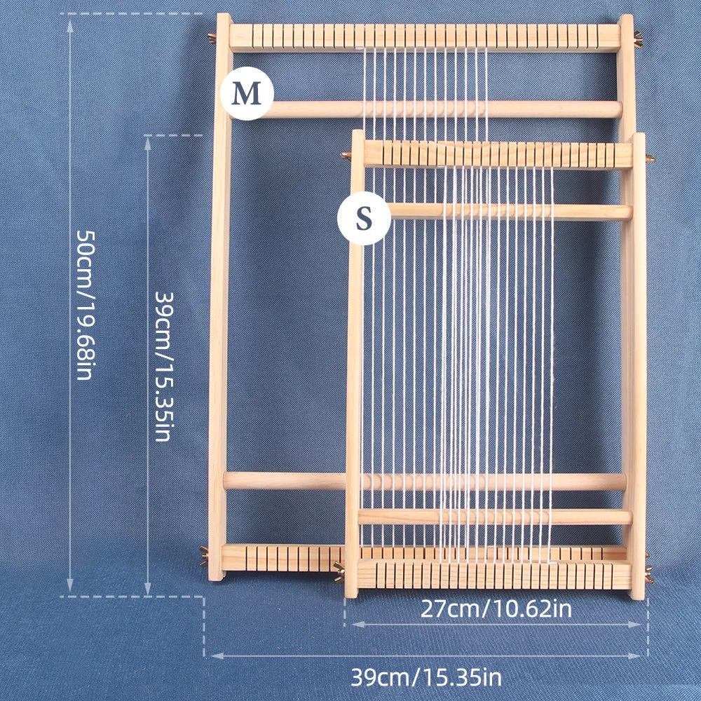 QJH Large Wooden Weaving Loom Kit Frame Loom Learn To Weave Earthy Beginner Tapestry Kit Wall Decor Complete With Loom and Tools