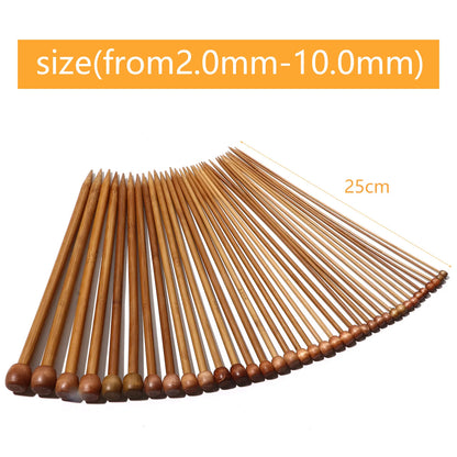 5PCs 2-10mm Bamboo Single Pointed Knitting Needles Brown for Sweater Socks Weave Knitting DIY Knit Sewing Tools 25-35cm long