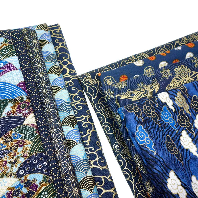 50cm*145cm Navy Cotton Fabric By Half Yard Japanese Sewing Fabric For DIY Kimono Handicraft Materials For Children