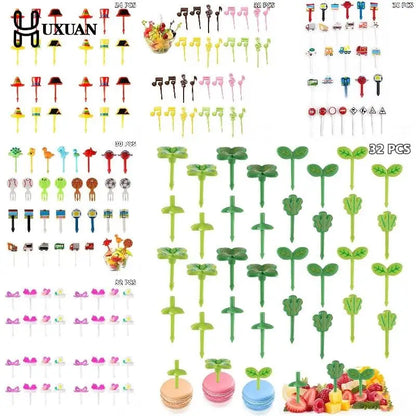 1set Animal Fruit Fork Food Grade Plastic Mini Cartoon Kids Cake Fruit Toothpick Bento Lunch Bento Accessories Party Decoration