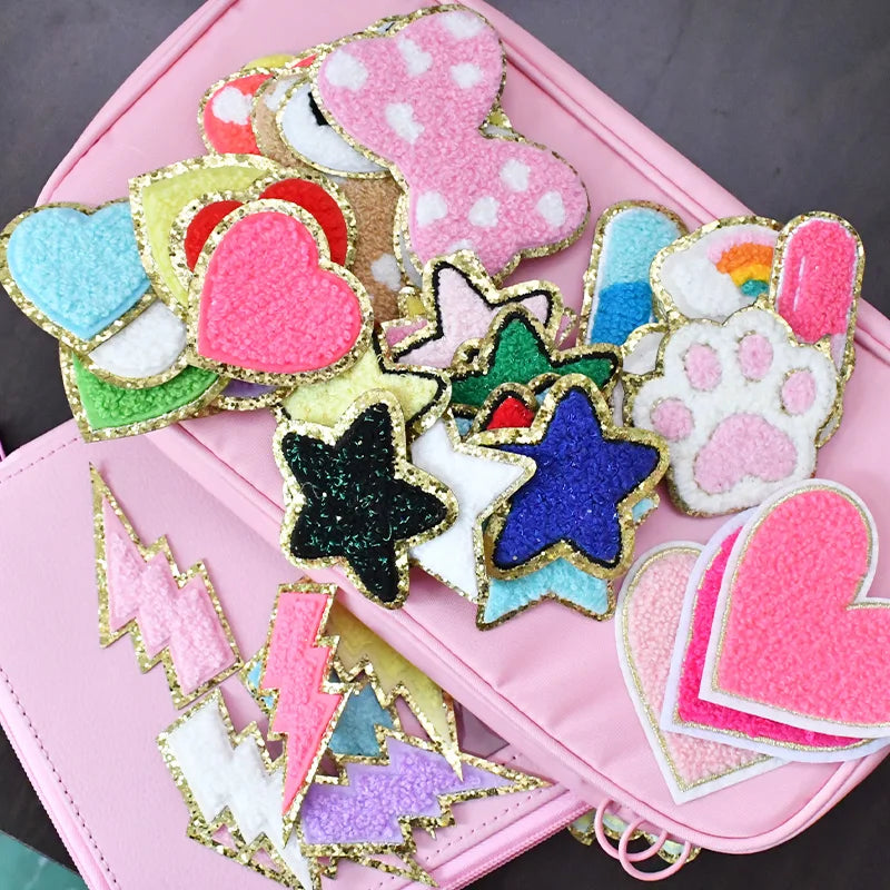 2pc/pack Chenille Embroidery Patch Iron on Clothes Sticker For Jeans Bag Sewing Decorations Towel  Badge