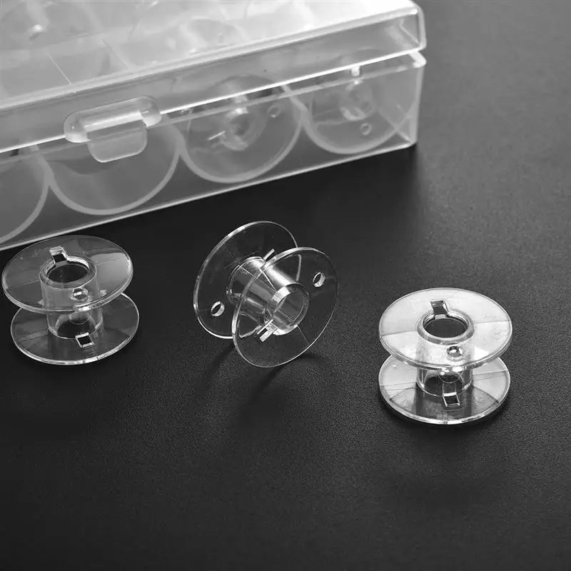 25/36Pcs Clear Sewing Machine Bobbins Spools Empty Bobbins Spools Plastic Storage Box For Home Sewing Accessories Tools